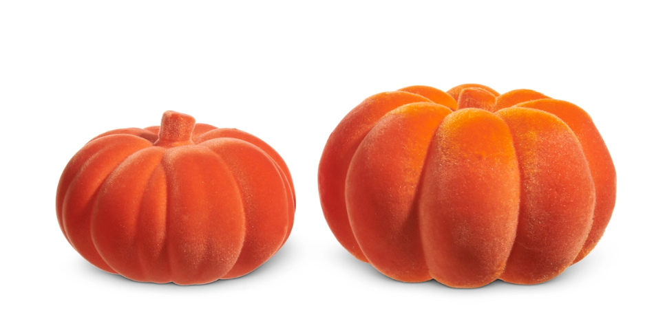 8" Orange Flocked Pumpkins